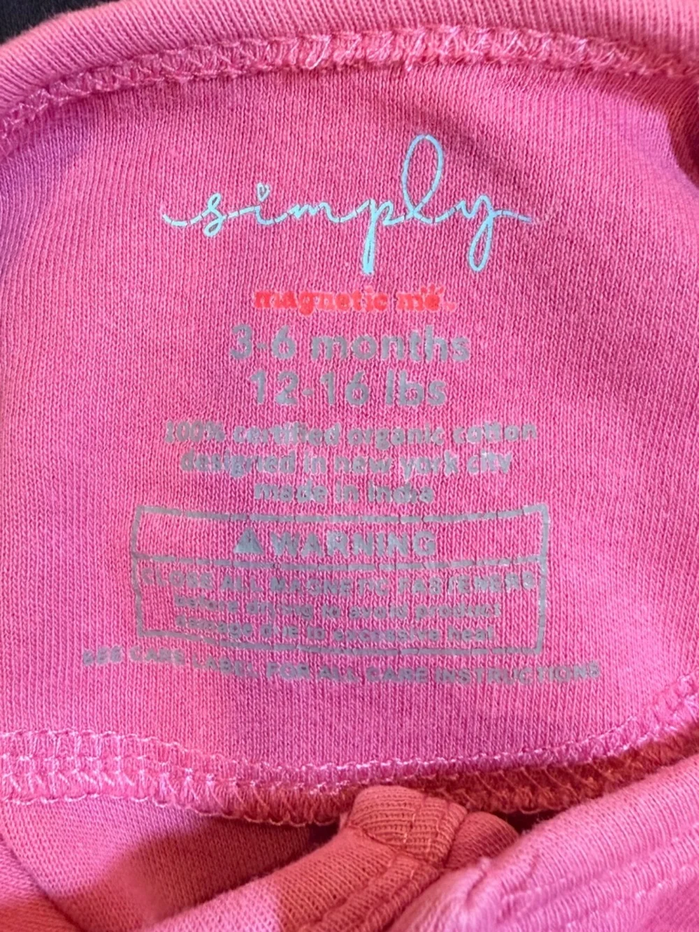 Magnetic Me Simply Solid Pink Magnetic Romper 3-6M Organic Cotton